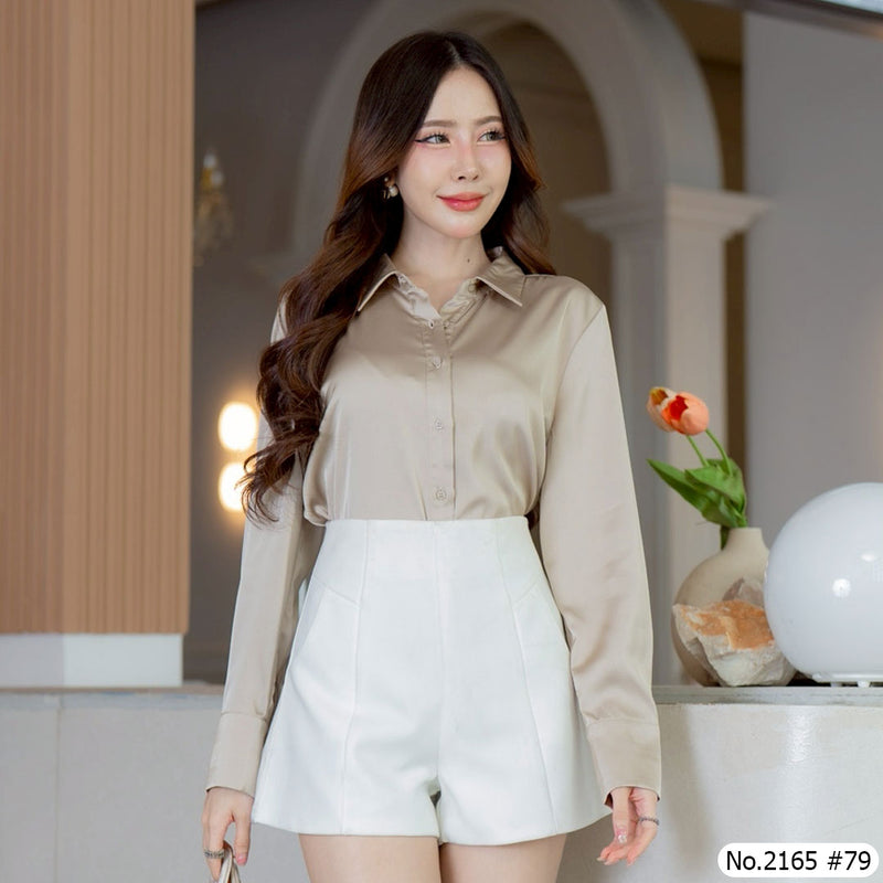 Maristar : No.2165 เสื้อแขนยาวสีพื้น | Solid Long Sleeve Blouse