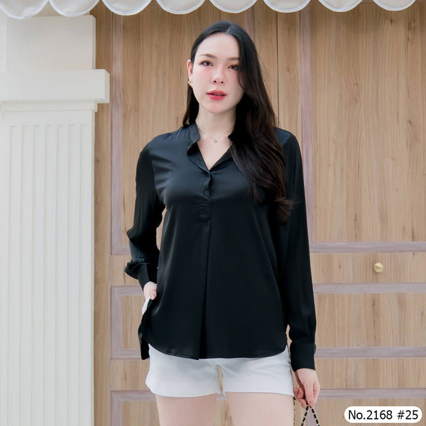 Maristar : No.2168 เสื้อแขนยาวสีพื้น | Solid Long Sleeve Blouse