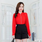 Vertier : No.81067 เสื้อแขนยาวสีพื้น | Solid Long Sleeve Blouse