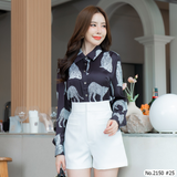 Maristar : No.2150 เสื้อแขนยาวพิมพ์ลาย | Printed Long Sleeve Blouse