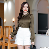 Maristar : No.2153 เสื้อแขนยาวสีพื้น | Solid Long Sleeve Blouse