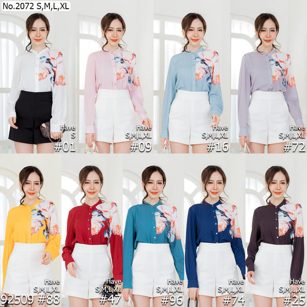 Maristar : No.2072 เสื้อแขนยาวพิมพ์ลาย | Printed Long Sleeve Blouse