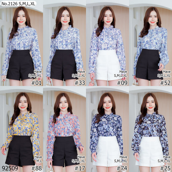 Maristar : No.2126 เสื้อแขนยาวพิมพ์ลาย | Printed Long Sleeve Blouse