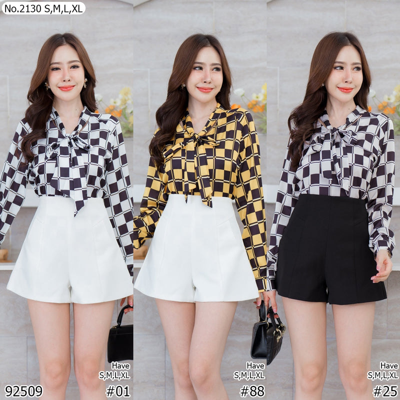 Maristar : No.2130 เสื้อแขนยาวพิมพ์ลาย | Printed Long Sleeve Blouse