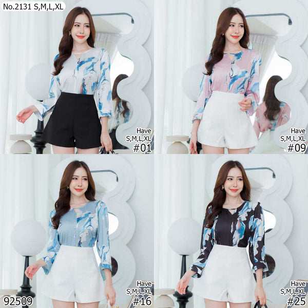 Maristar : No.2131 เสื้อแขนยาวพิมพ์ลาย | Printed Long Sleeve Blouse