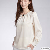 Vertier : No.81098 เสื้อแขนยาวสีพื้น | Solid Long Sleeve Blouse