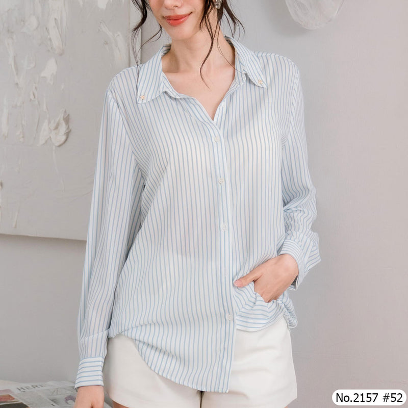 Maristar : No.2157 เสื้อแขนยาวพิมพ์ลาย | Printed Long Sleeve Blouse