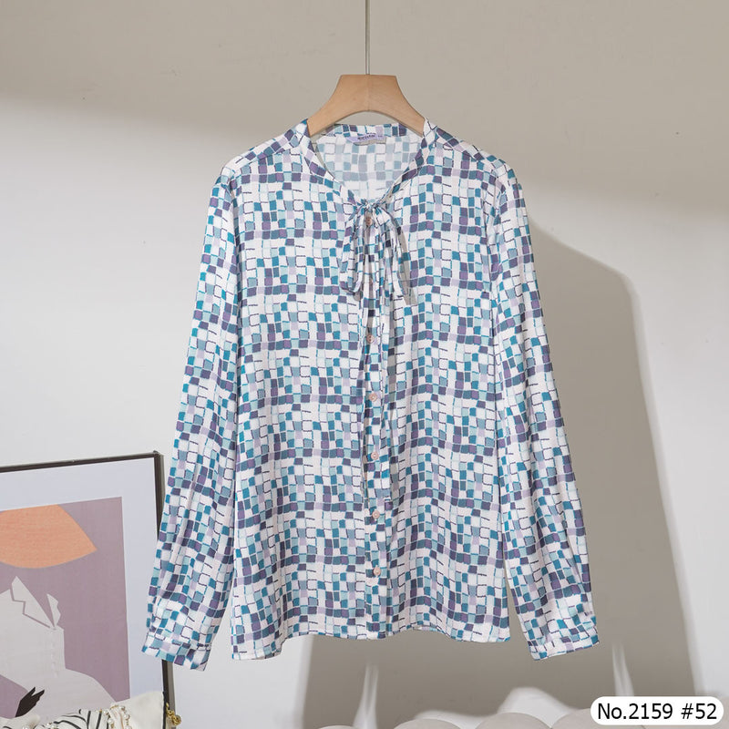Maristar : No.2159 เสื้อแขนยาวพิมพ์ลาย | Printed Long Sleeve Blouse