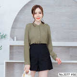 Maristar : No.2077 เสื้อแขนยาวสีพื้น | Solid Long Sleeve Blouse