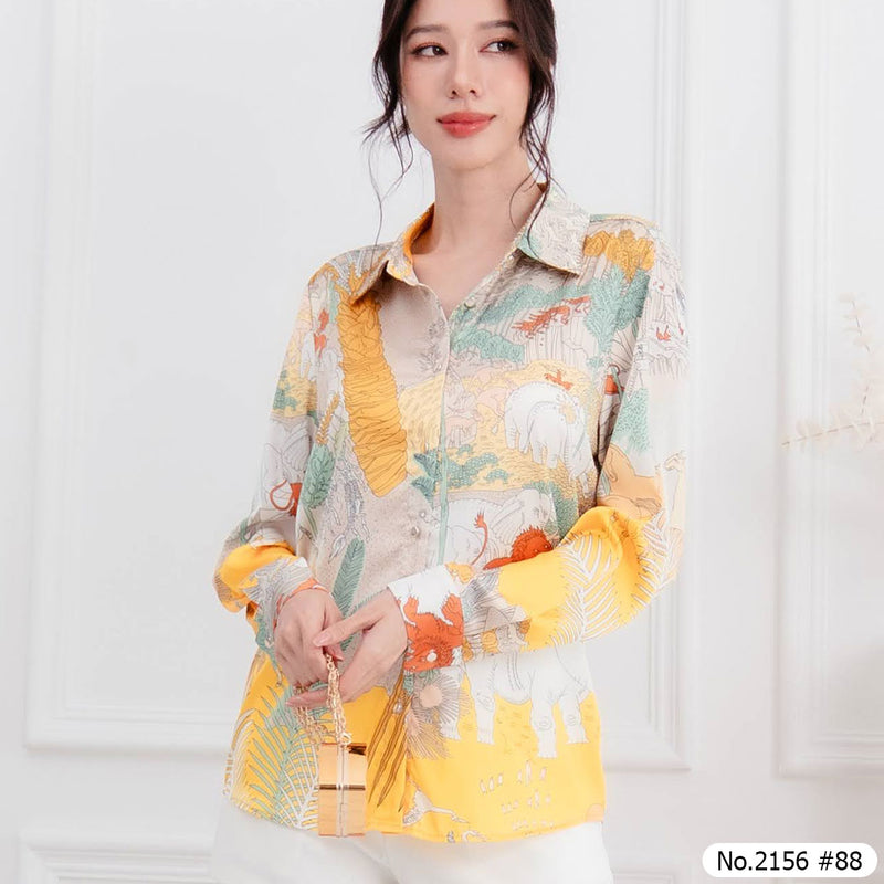 Maristar : No.2156 เสื้อแขนยาวพิมพ์ลาย | Printed Long Sleeve Blouse