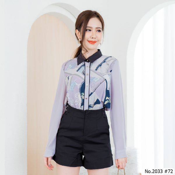 Miss Daisy : No.2033 เสื้อแขนยาวพิมพ์ลาย | Printed Long Sleeve Blouse