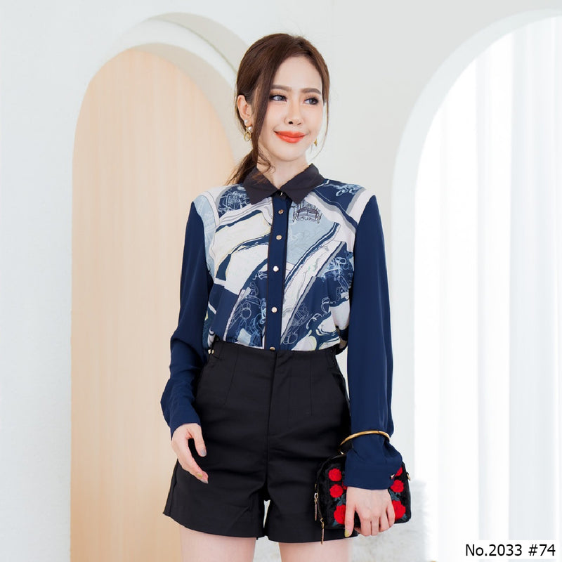 Miss Daisy : No.2033 เสื้อแขนยาวพิมพ์ลาย | Printed Long Sleeve Blouse